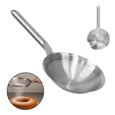 Imagem de Escumadeira Peneira de Massas Total Inox Redonda 25x50cm FRG0251 Frigo