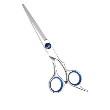 Imagem de Tesoura de corte de cabelo, tesoura de cabelo profissional de 17 cm, tesoura de barbeiro para salão de beleza, aço inoxidável, afiada à mão, azul