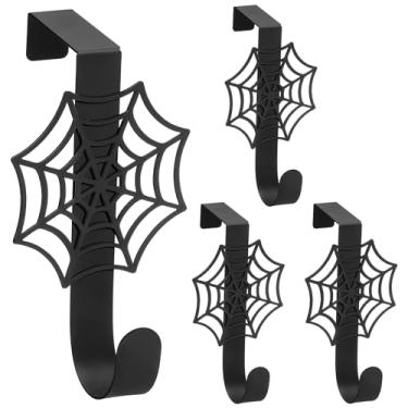 Imagem de 4 ganchos de teia de aranha sobre a porta – decoração gótica de Natal e presente, suporte de parede de Halloween para Natal, para toalha, chapéu, casaco, bolsa, chaveiro, presente de Natal exclusivo e