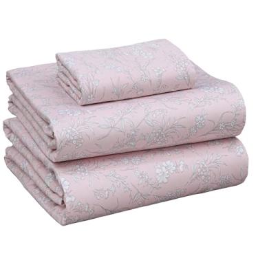 Imagem de RUVANTI Jogo de cama solteiro 100% algodão, tecido acetinado macio e sedoso para uma sensação de hotel de luxo, bolso profundo de 40,64 cm, refrescante, respirável e durável, 3 peças, fusão rosa
