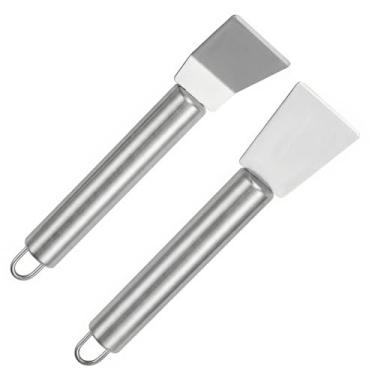 Imagem de 2 peças raspadores de aço inoxidável multifuncional ferramenta de limpeza panelas fogão adesivos forno racks argamassa vidro durável geladeira casa