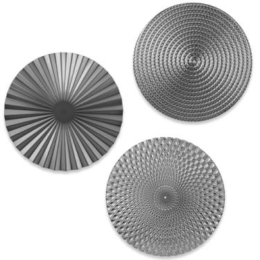 Imagem de Otoolling 3 peças de decoração de parede de metal cinza de 30,5 cm, decoração de parede cinza para sala de estar, decorações de pendurar com detalhes modernos, esculturas artísticas, presentes de