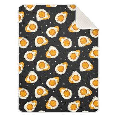 Imagem de Wassud Cobertor de bebê com estampa de ovos fritos para meninos e meninas, cobertor para recém-nascidos, cobertores macios para bebês 76 x 101 cm