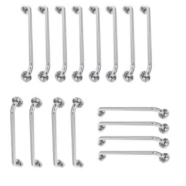Imagem de Alça de Apoio Barra Inox Kit 16 Unidades 40cm 70cm 80cm Segurança Idos