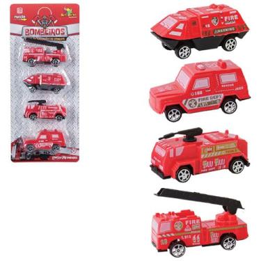 Imagem de Caminhão de Brinquedo Série Bombeiros Miniaturas de Fricção - Art Brin
