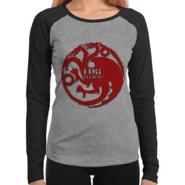 Imagem de Baby Look Raglan Fire and Blood Targaryen Manga Longa - Foca na Moda, 