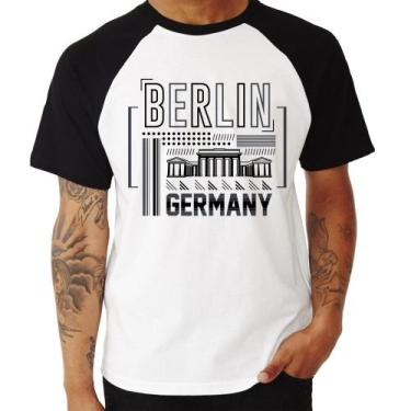 Imagem de Camiseta Raglan Berlim Alemanha - Foca na Moda, Branco, Preto, P
