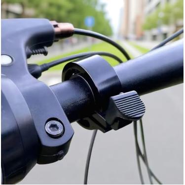 Imagem de Campainha de bicicleta oculta para guidão – liga de alumínio, som claro de 90 dB, campainha de bicicleta compacta para bicicletas de estrada e montanha (preto)