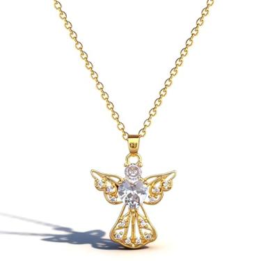 Imagem de Zurlcdye Colar de asas de anjo para mulheres, memorial de anjo, presente de memória para pessoas amadas, corrente delicada com pingente de pingente de declaração grossa, acessórios para presentes, Sem