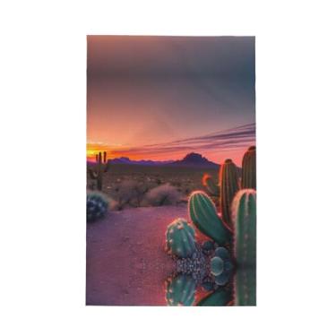 Imagem de XLLingL Cactus Desert Sunset Print Waffle Toalhas de cozinha, panos de prato de microfibra, para decoração e limpeza de cozinha - 1 peça