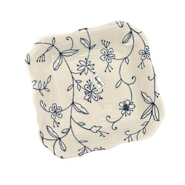 Imagem de Conjunto de pratos de arroz de cerâmica japonesa para casa dim sum personalidade -14 cm prato quadrado com boca