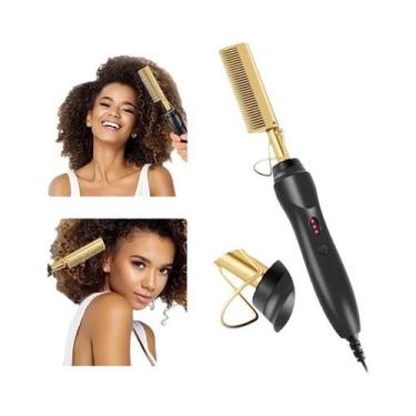 Imagem de Escova Alisadora E Modeladora Elétrica 2 Em 1, Escova Quente Para Cabe