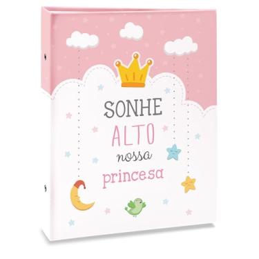 Imagem de Álbum de fotos Ical, encadernação tradicional, para 40 fotos 15x21cm - envelope plástico transparente - linha Bebê - modelo rosa-claro sonhe alto - 93