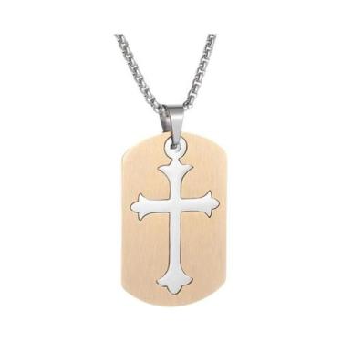 Imagem de Pingente De Crucifixo Dourado Para Homens, Colar Religioso Estilo Miam