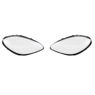 Imagem de Escudo do farol dianteiro do carro compatível com porsche macan 2018 2019 2020 2021 2022 2023 lente substituir abajur escudo da lâmpada clara(Left and right)