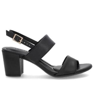 Imagem de Sandália Usaflex em Couro Tiras Salto Bloco-Feminino