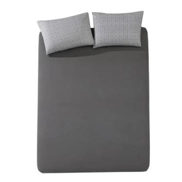 Imagem de Jogo de Lençol Casal Döhler 150 Fios 3 Peças, Cinza