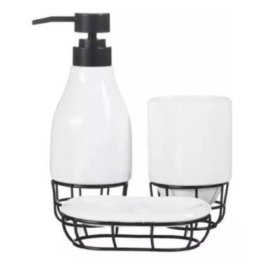 Imagem de Kit Lavabo Porta Sabonete Líquido Saboneteira Higiene Conjunto Banheir