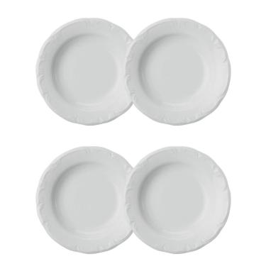 Imagem de Jogo 4 Pratos Fundos Pomerode Brancos 24 Cm Porcelana Schmidt