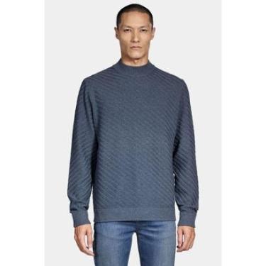 Imagem de Tricot Aramis Manga Longa Gola Midi Listra Diagonal Azul-Masculino