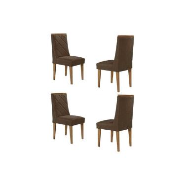 Imagem de Kit 4 Cadeiras de Cozinha Pietá 4 Un Madeira Capuccino/Linho Capuccino - Rufato