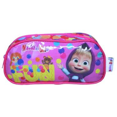 Imagem de Estojo Escolar Infantil Juvenil Da Masha E Do Urso Luxcel, Rosa