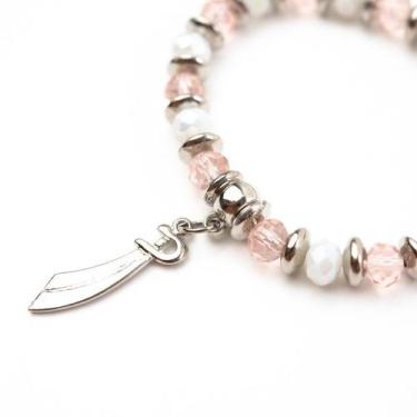 Imagem de Pulseira Oba Pingente Rosa Cristal e Silicone - Lua Mística