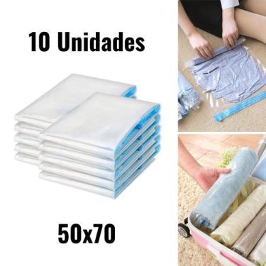 Imagem de 10 Sacos 50x70cm À Vácuo Organizador Protetor Roupas Viagem - TOP ÚTIL