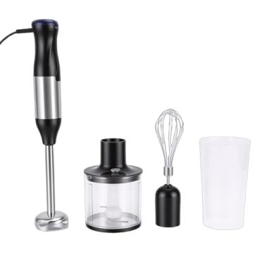 Imagem de Ymiko Liquidificador Manual, Liquidificador de Imersão 4 Em 1 Em Aço Inoxidável Com 20 Velocidades e Botão Boost, para Smoothies, Sopas, Molhos, Comida para bebê (Plugue UE 220V)