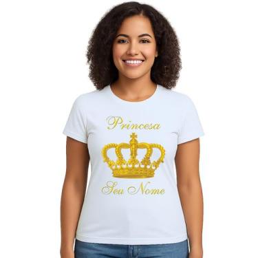 Imagem de Camiseta Coroa Dourada Princesa Estampa Personalizada - Use P4, Branco