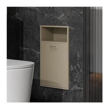 Imagem de Nicho de chuveiro moderno de aço inoxidável com lata de lixo embutida - Prateleira embutida à prova d'água para cozinha, banheiro, quarto - Solução de reforma de casa de 30 x 50 x 14 cm
