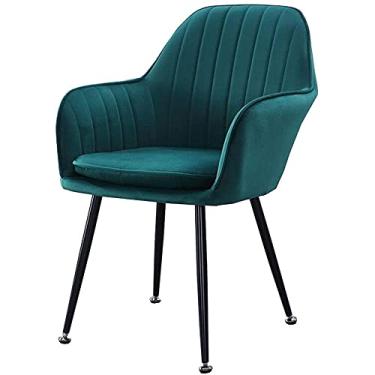 Imagem de Cadeira de jantar moderna de veludo com pernas de metal, almofada macia, poltrona – Cadeira de café elegante para sala de estar, quarto, escritório – Mobiliário confortável