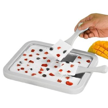 Imagem de Máquina de sorvete enrolada | Utensílios de cozinha de alimentício de aço inoxidável | Bandeja de sorvete | para cozinha doméstica crianças família lanches de verão aniversário evento de Natal