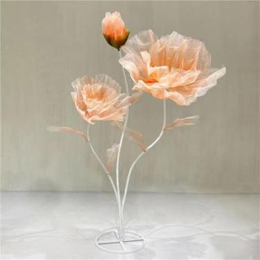 Imagem de Grande decoração de flor de seda artificial com hastes e base em pé - ideal para exibições de casamento, adereços de fotografia e decoração de casa