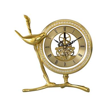 Imagem de Relógios de mesa de metal com design de mostrador oco, strass embelezado no mostrador, relógio de mesa criativo para convidados, movimento de segundos de salto, relógio de 18 cm