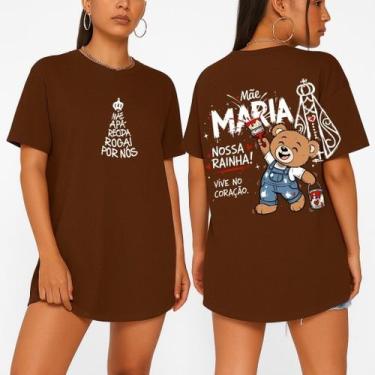 Imagem de Camiseta Feminina Streetwear Mãe Aparecida Rogai Por Nós Estampada Cat