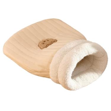 Imagem de Saco de dormir para gatos | Cama de gato com design macio e lavável - Saco de dormir de fácil acesso com estampa de urso para gatos e cães pequenos