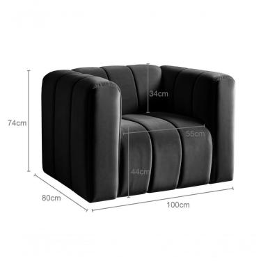 Imagem de Poltrona Mona Decorativa Confortável Moderna Sala De Estar - Veludo Preto 410