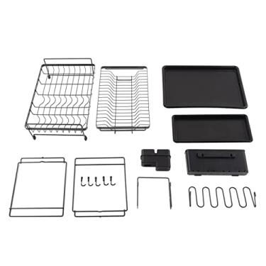 Imagem de Rack de secagem de pratos Conjunto de escorredor de aço carbono resistente de 2 camadas grande balcão de cozinha Rack de pratos à prova de ferrugem super resistente para cozinhas