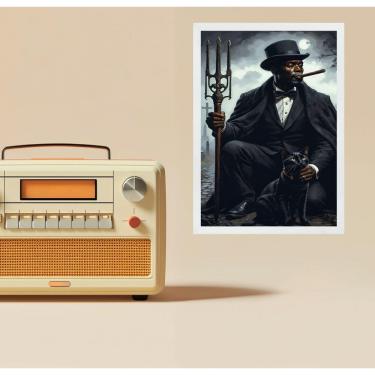 Imagem de Quadro Decorativo Exu Gato Preto 33X24Cm