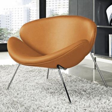 Imagem de Poltrona Trevo Couro Sintético Caramelo Base Cromada