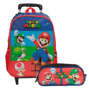 Imagem de Kit Mochila Infantil Rodinha Com Estojo Grande Volta As Aulas - Plike