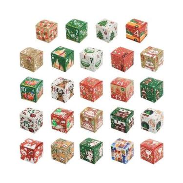 Imagem de Calendário Do Advento De Natal Vermelho E Verde Com 24 Caixas Festivas