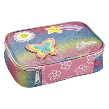 Imagem de Estojo Box De Lápis Escolar Infantil Juvenil Feminina Menina Arco-iris