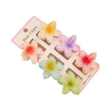 Imagem de Clipes De Cabelo Em Forma De Flor Coloridos, 6 Peças, Pequenos E Trans
