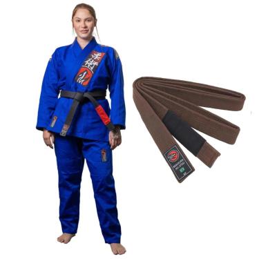 Imagem de Kimono Jiu Jistu Naja Choke Azul Trançado Reforçado com Faixa BJJ Adulto-Unissex