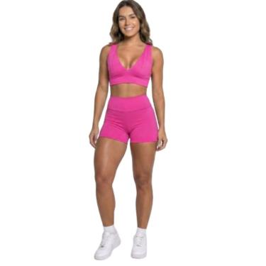 Imagem de Conjunto Top Com Bojo E Short Suplex Serra e Mar Roupa Para Academia Treino Moda Fitness Musculação-Feminino