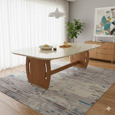 Imagem de Mesa De Jantar Oval Grande Estilo Moderno Para Cozinhas Amplas E Área Gourmet