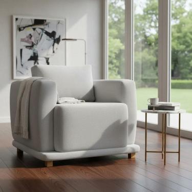 Imagem de Poltrona Decorativa Bridge Clássica Bouclé Premium De Luxo Para Sala Quarto Recepção Design Autoral Robusto