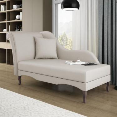 Imagem de Divã Recamier Chaise Longue Valentina Clássico com Pés de Madeira Velu